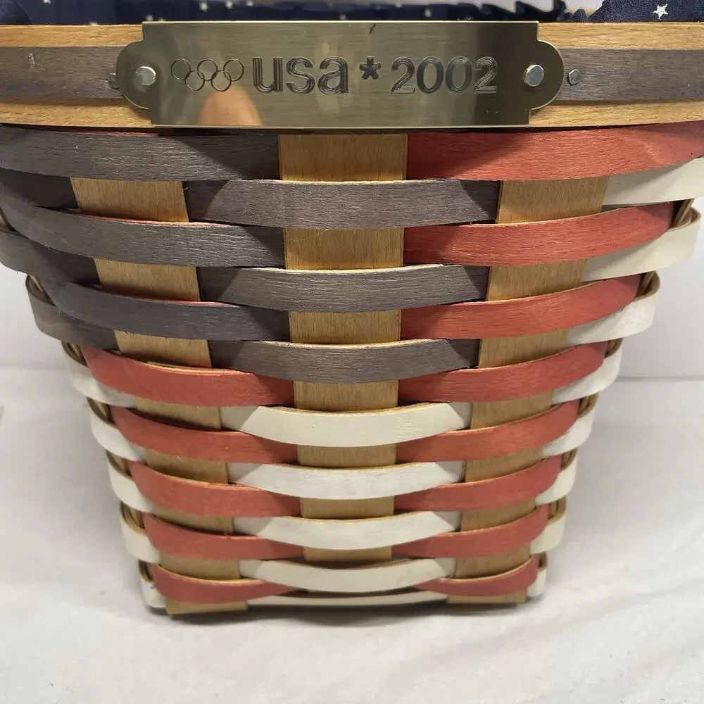 American Traditions 2002 USA Olympic Basket FLAG Design Red White Blue Patriotic